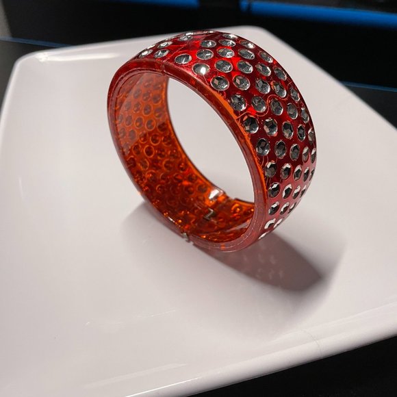 Red Faux Rhinestone Bangle - Picture 5 of 6